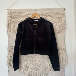 Marine Layer Cord Velour Cropped Zip Up Hoodie